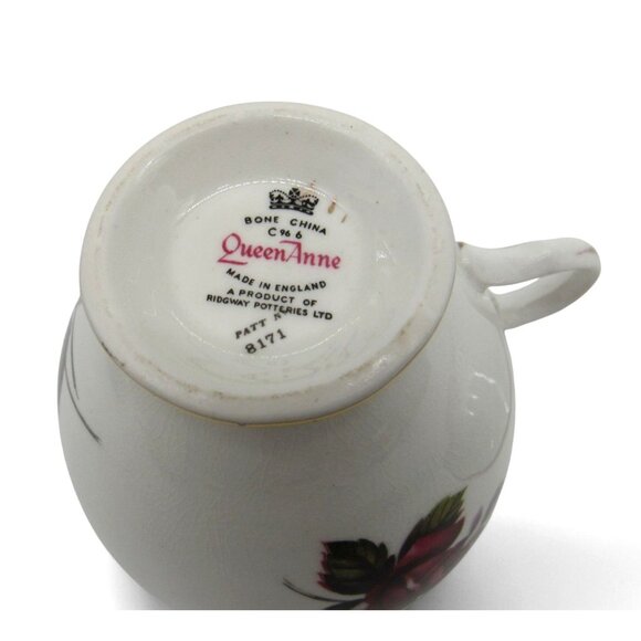 QUEEN ANNE Rose Pattern Tea Cup And Saucer Gold Trim England Vintage - Picture 10 of 10